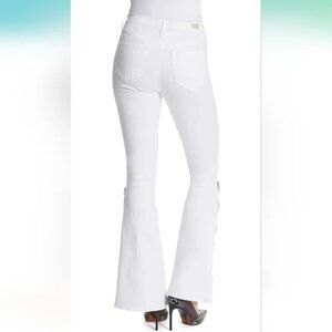 Skinnygirl High rise Jeans Sz 28 / 6 Power Moves Side Zipper Flare White W-393